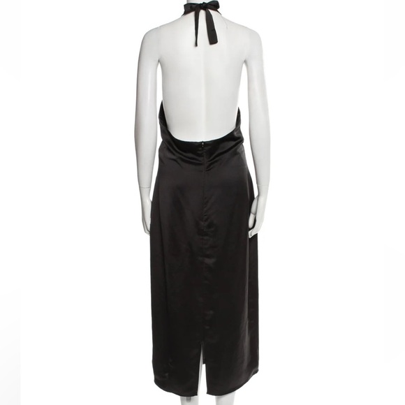 Jason Wu Black Satin Plunging Neckline Halter Midi Dress NWT - Picture 4 of 10